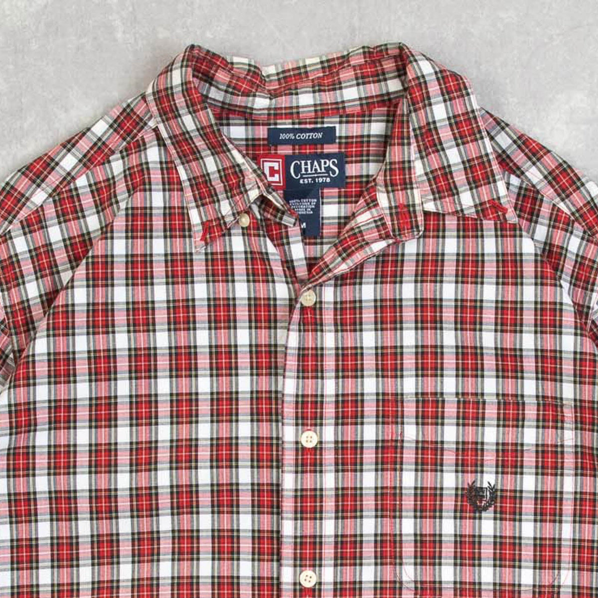 MEN'S VINTAGE 1990S CHAPS CHECKED SHIRT - MEDIUM