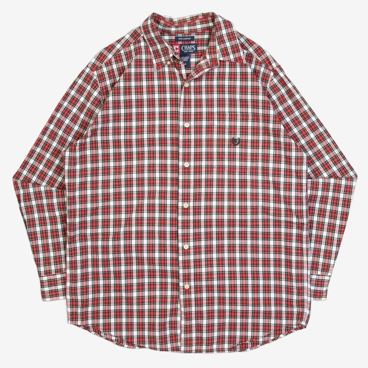 MEN'S VINTAGE 1990S CHAPS CHECKED SHIRT - MEDIUM