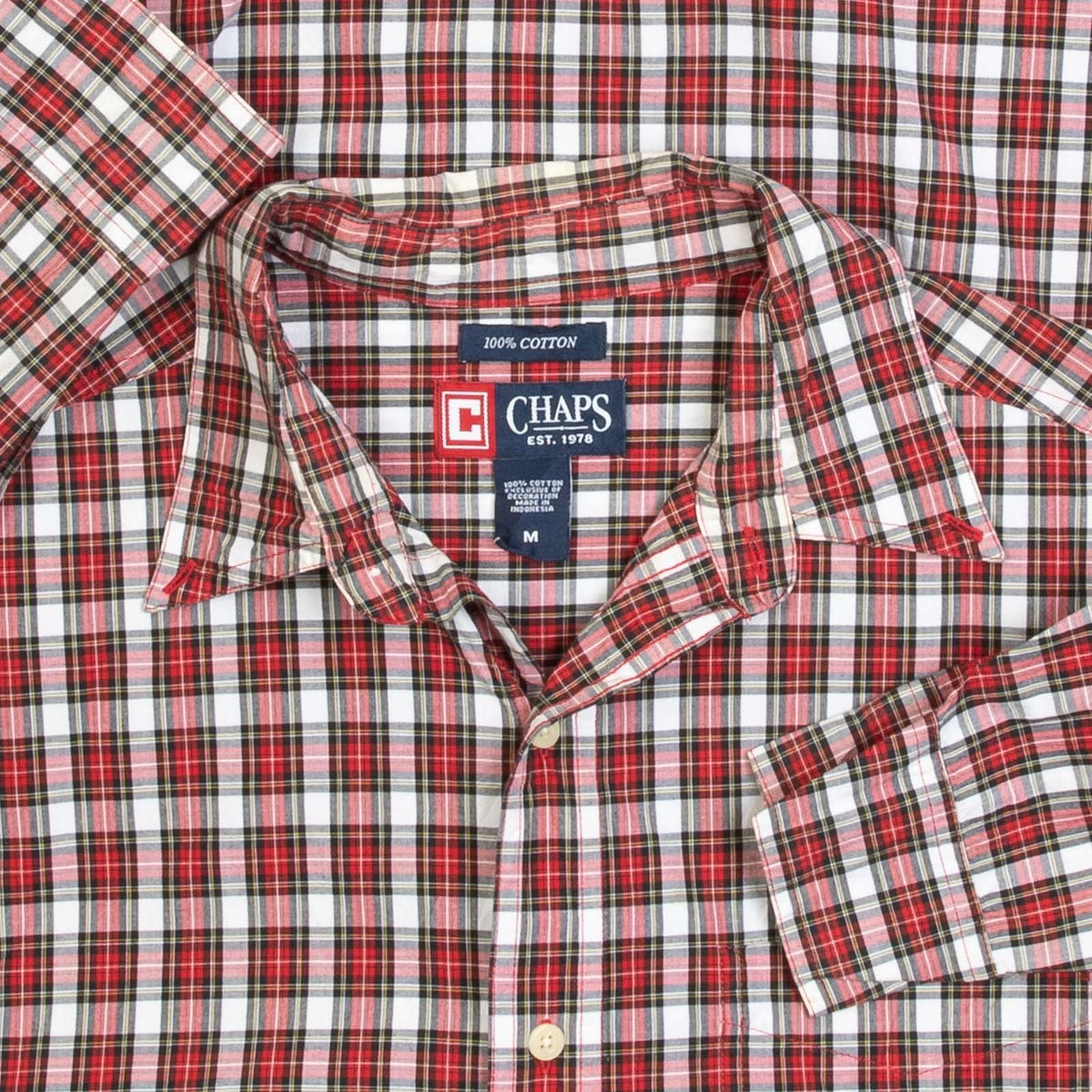 MEN'S VINTAGE 1990S CHAPS CHECKED SHIRT - MEDIUM