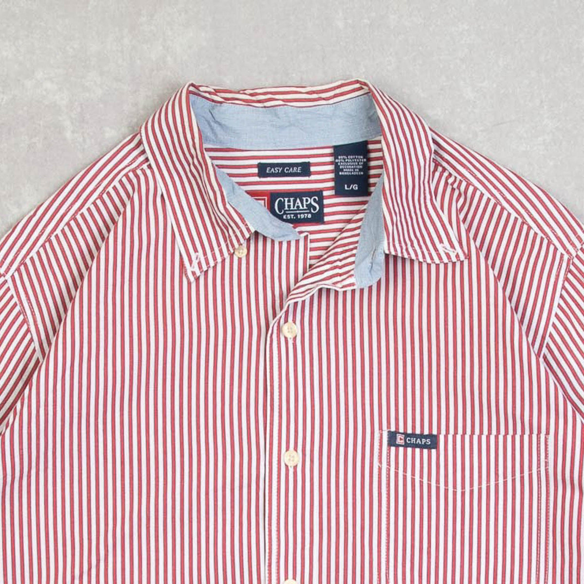 MEN'S VINTAGE 1990S CHAPS STRIPED SHIRT - LARGE