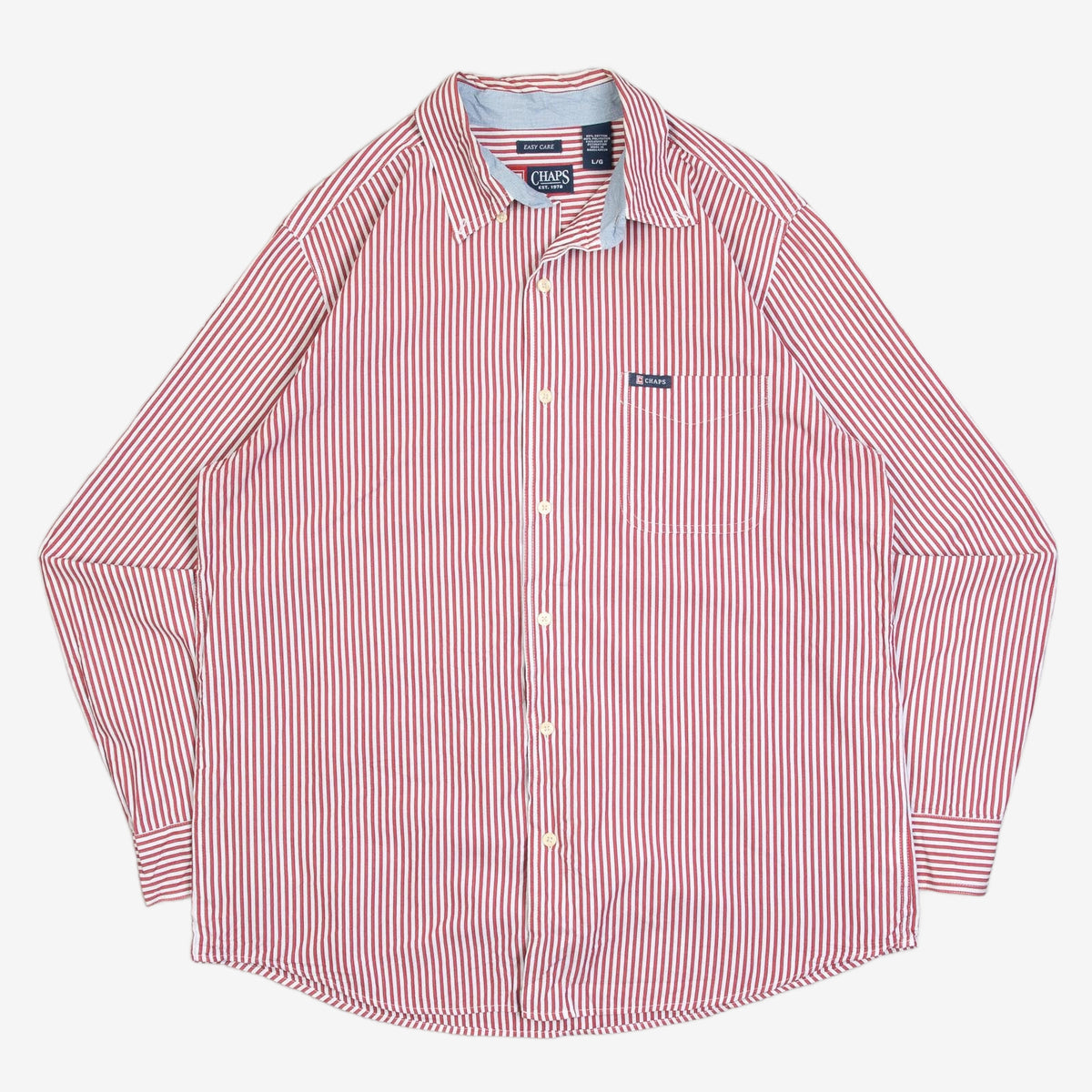 MEN'S VINTAGE 1990S CHAPS STRIPED SHIRT - LARGE