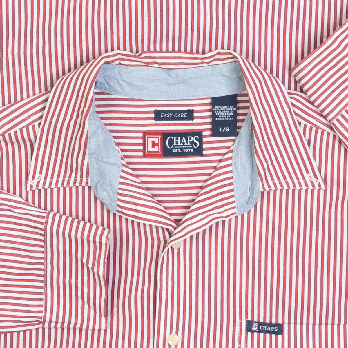 MEN'S VINTAGE 1990S CHAPS STRIPED SHIRT - LARGE