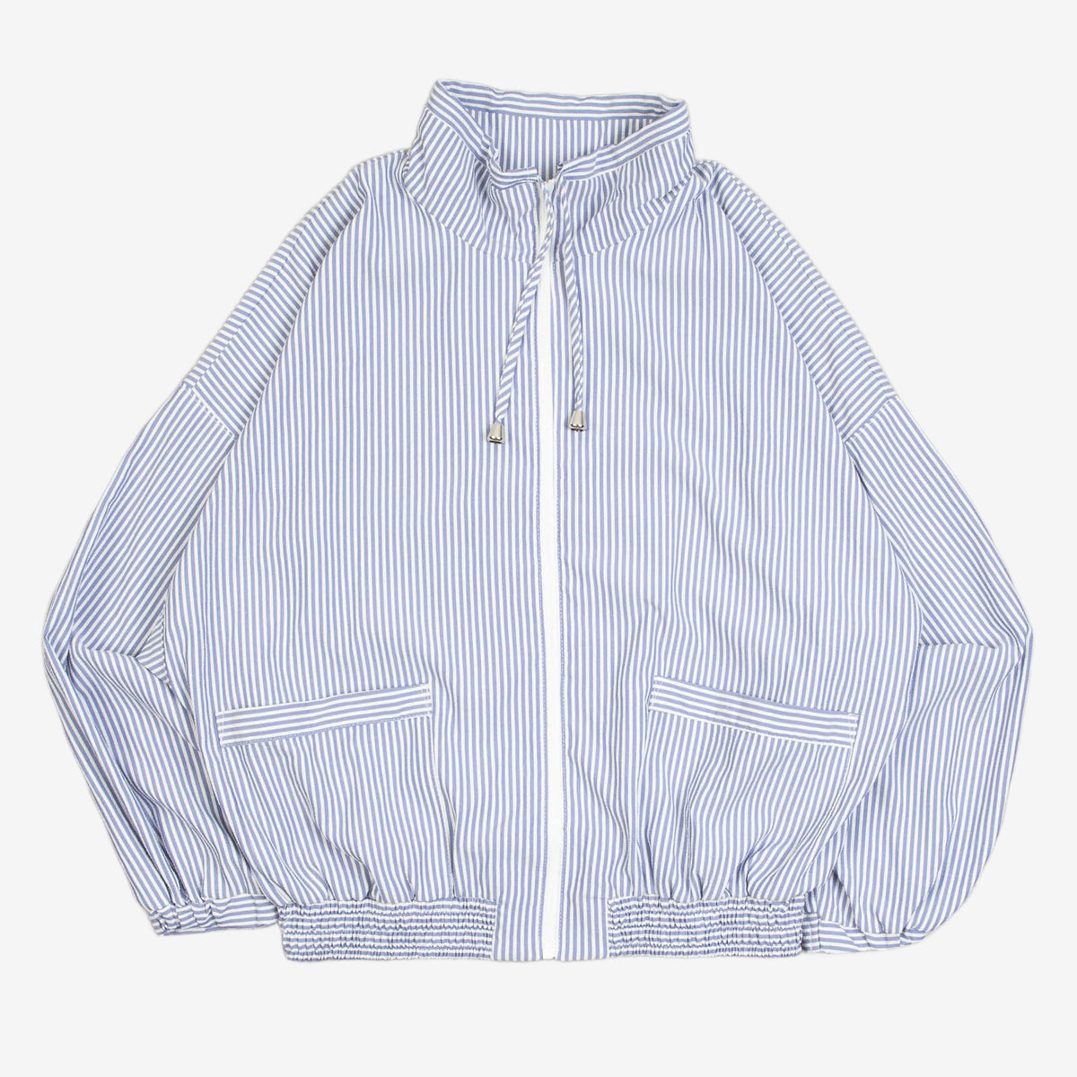 MEN'S VINTAGE 1980S STRIPED BOXY BOMBER JACKET - SMALL