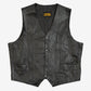 MEN'S VINTAGE 1990S LEATHER VEST JACKET - X-LARGE