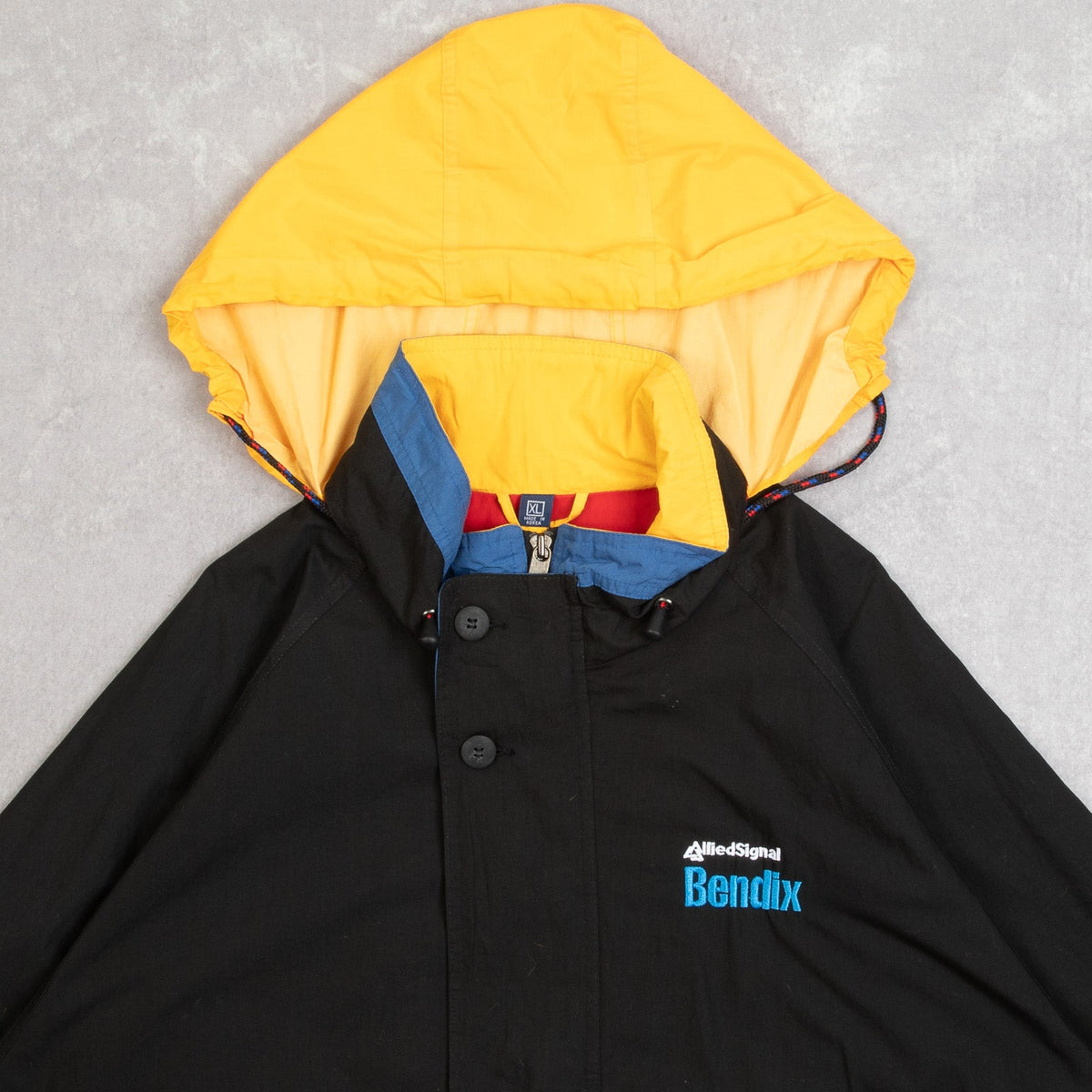 MEN'S VINTAGE 1990S HOODED BENDIX COLOUR BLOCK BOMBER JACKET - X-LARGE