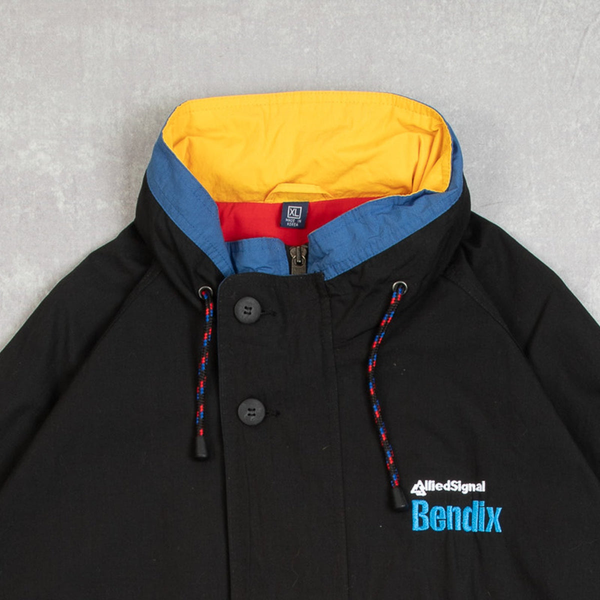 MEN'S VINTAGE 1990S HOODED BENDIX COLOUR BLOCK BOMBER JACKET - X-LARGE