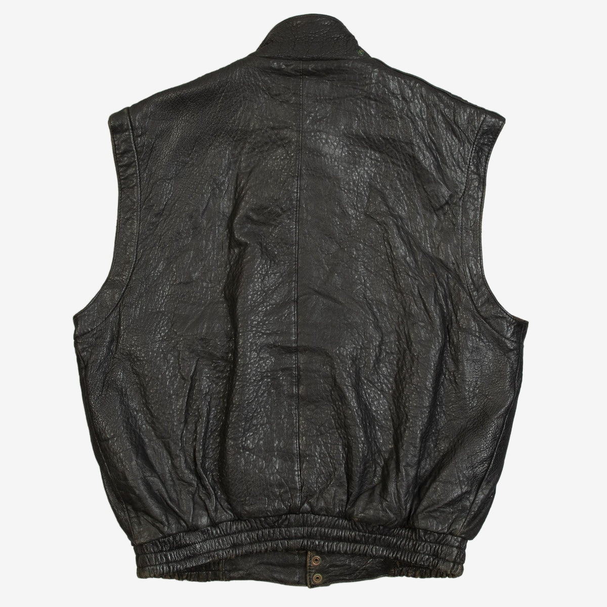 MEN'S VINTAGE 1990S LEATHER VEST JACKET - MEDIUM