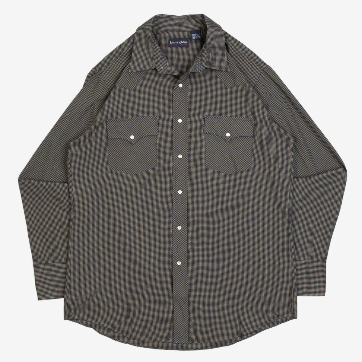MEN'S VINTAGE 1990S CHECKED WESTERN SHIRT - LARGE
