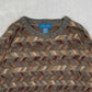 MEN'S VINTAGE 1990S STRUCTURED PATTERNED KNITTED JUMPER - X-LARGE