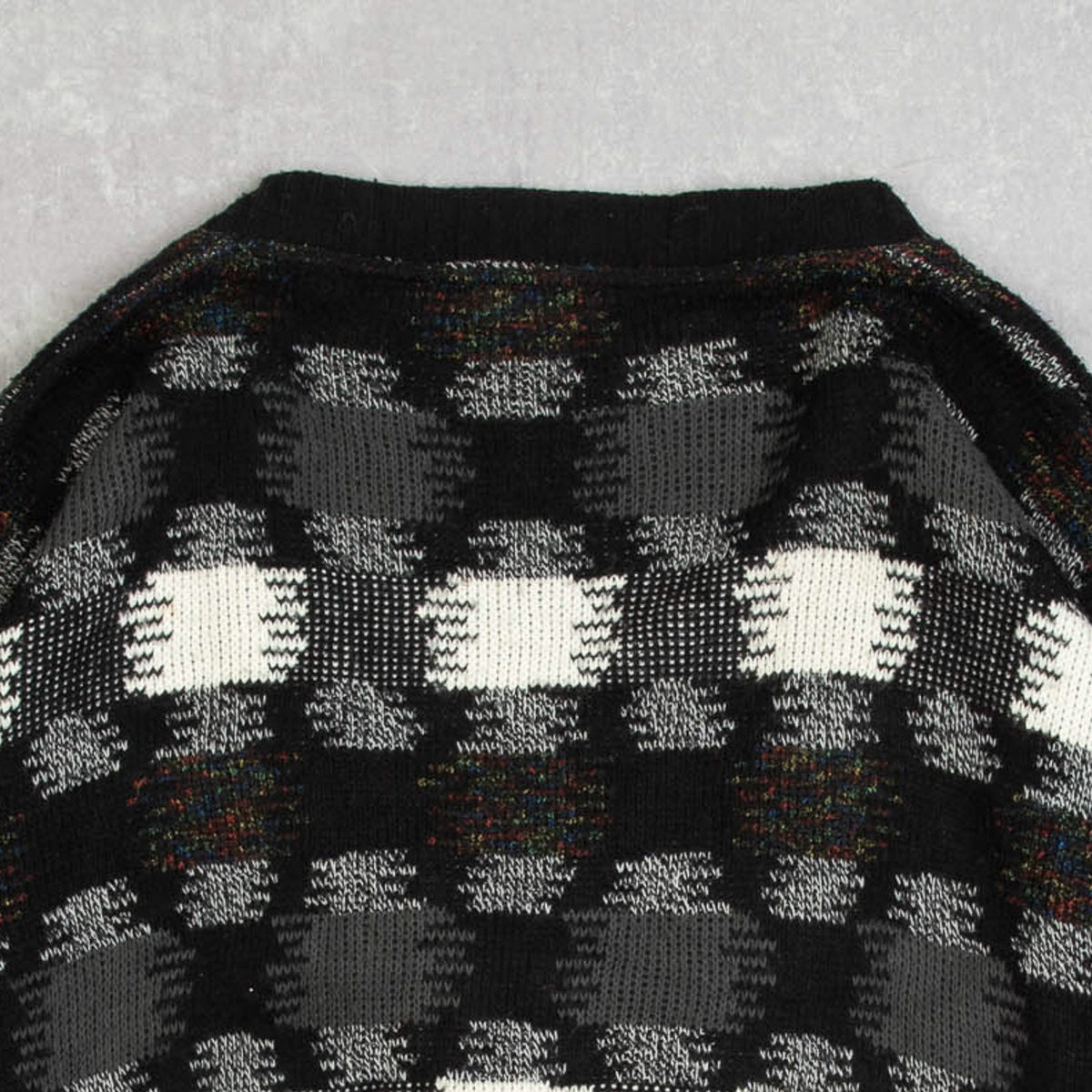 MEN'S VINTAGE 1980S PATTERNED KNITTED CARDIGAN - LARGE