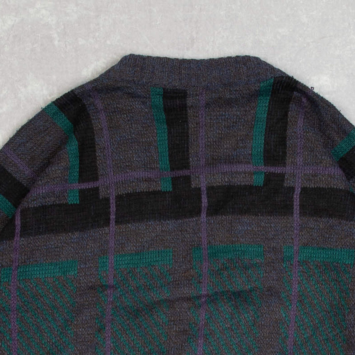 MEN'S VINTAGE 1980S PATTERNED KNITTED CARDIGAN - X-LARGE