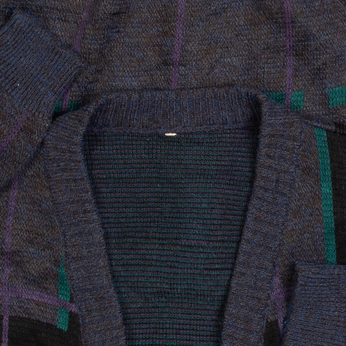 MEN'S VINTAGE 1980S PATTERNED KNITTED CARDIGAN - X-LARGE