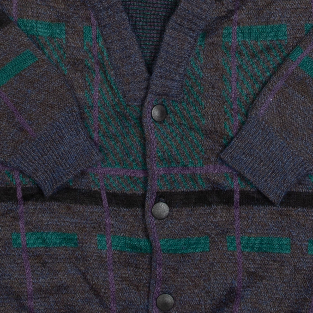 MEN'S VINTAGE 1980S PATTERNED KNITTED CARDIGAN - X-LARGE