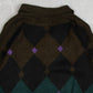 MEN'S VINTAGE 1990S ARGYLE PATTERNED KNITTED POLO JUMPER - SMALL