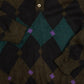 MEN'S VINTAGE 1990S ARGYLE PATTERNED KNITTED POLO JUMPER - SMALL