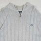 MEN'S VINTAGE CHAPS RIBBED STRUCTURED QUARTER ZIP KNITTED JUMPER - LARGE