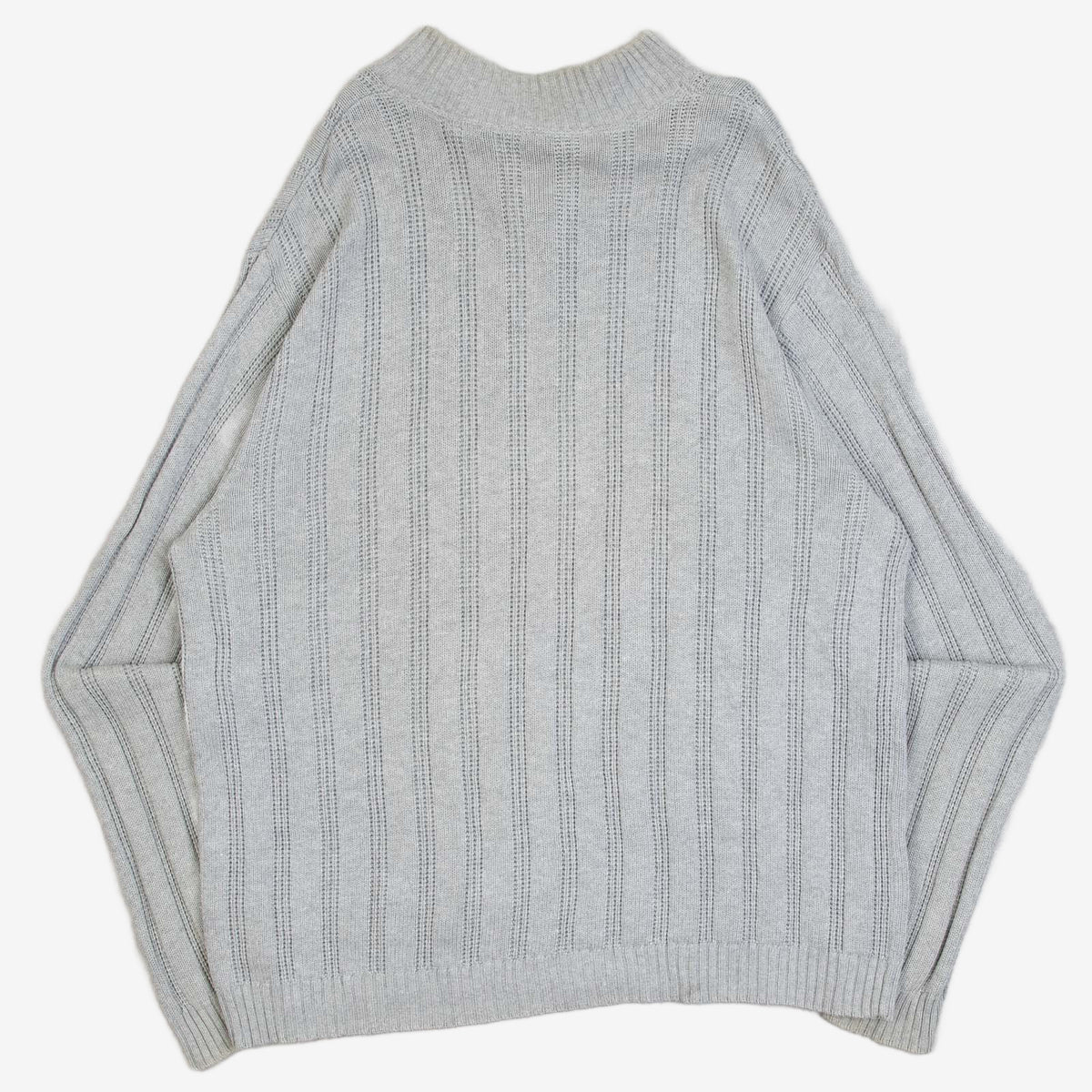MEN'S VINTAGE CHAPS RIBBED STRUCTURED QUARTER ZIP KNITTED JUMPER - LARGE