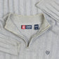 MEN'S VINTAGE CHAPS RIBBED STRUCTURED QUARTER ZIP KNITTED JUMPER - LARGE