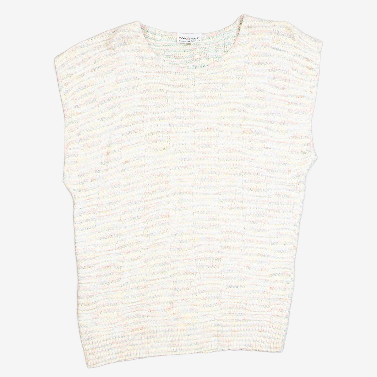 WOMEN'S VINTAGE 1980S STRUCTURED PATTERNED KNITTED VEST JUMPER - MEDIUM