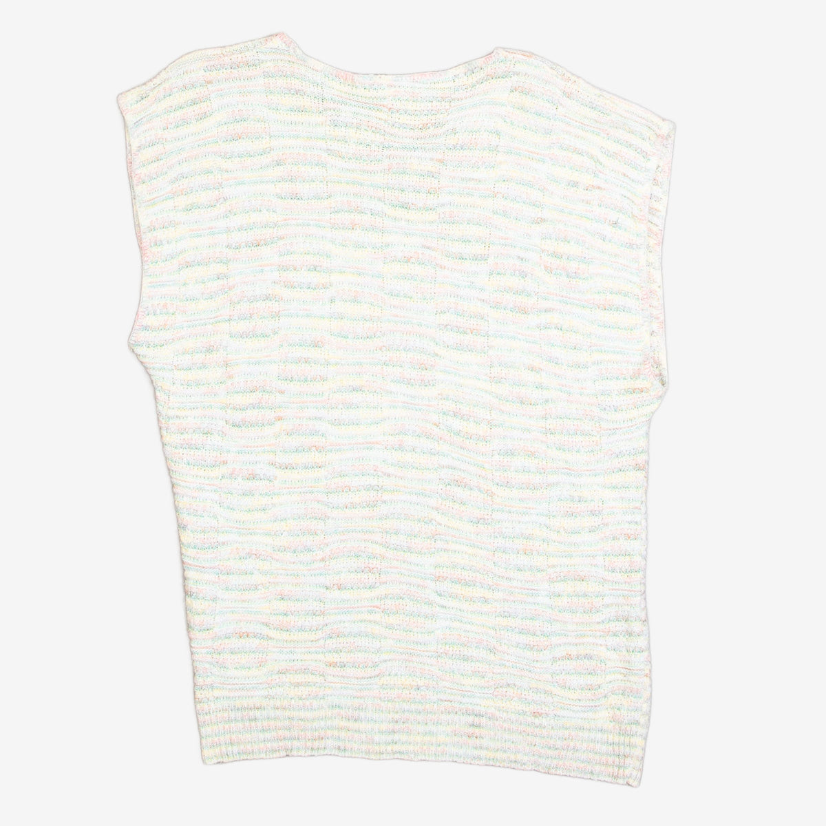 WOMEN'S VINTAGE 1980S STRUCTURED PATTERNED KNITTED VEST JUMPER - MEDIUM