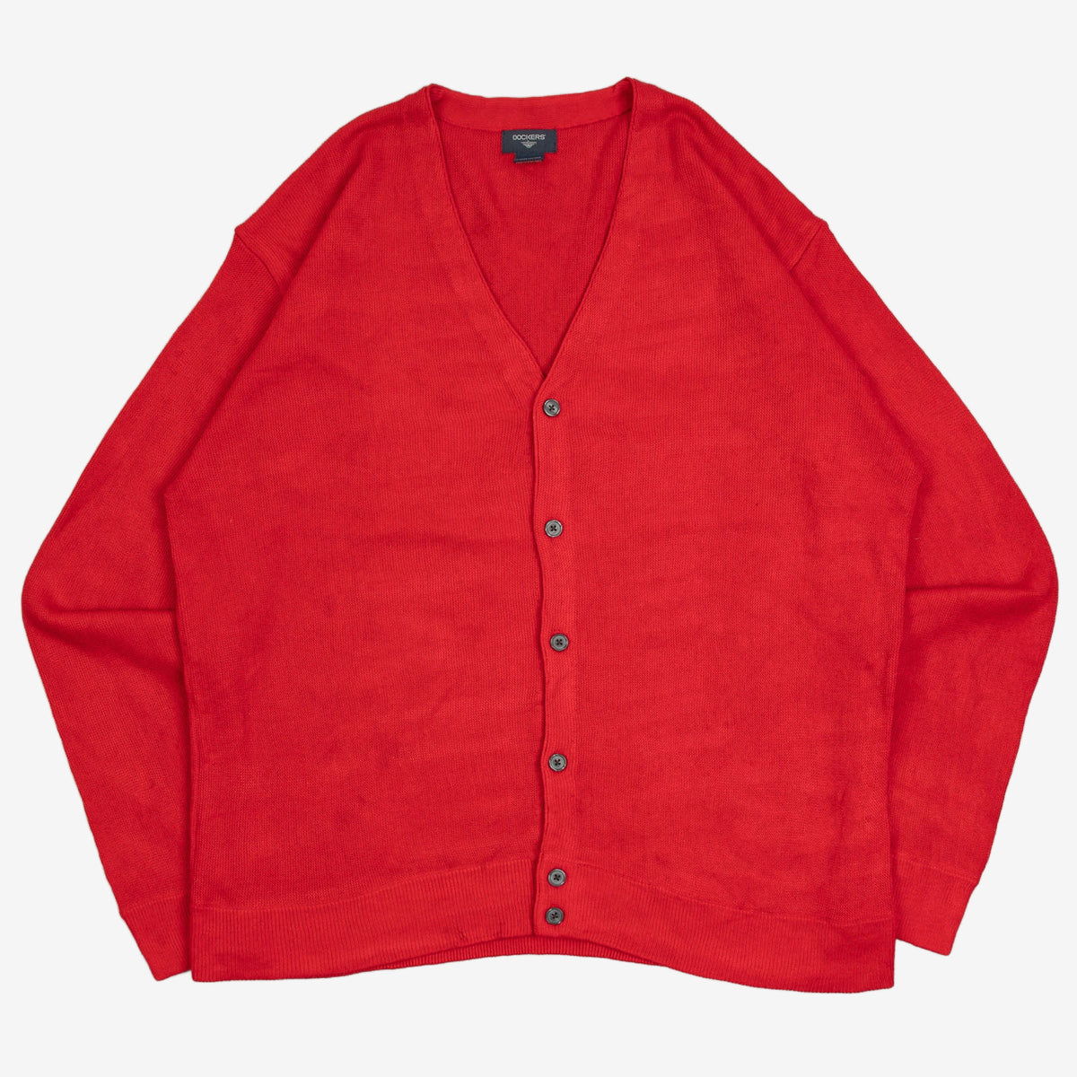 MEN'S VINTAGE 1990S DOCKERS BOXY KNITTED CARDIGAN - X-LARGE