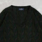 MEN'S VINTAGE 1990S STRUCTURED STRIPED V-NECK KNITTED JUMPER - LARGE