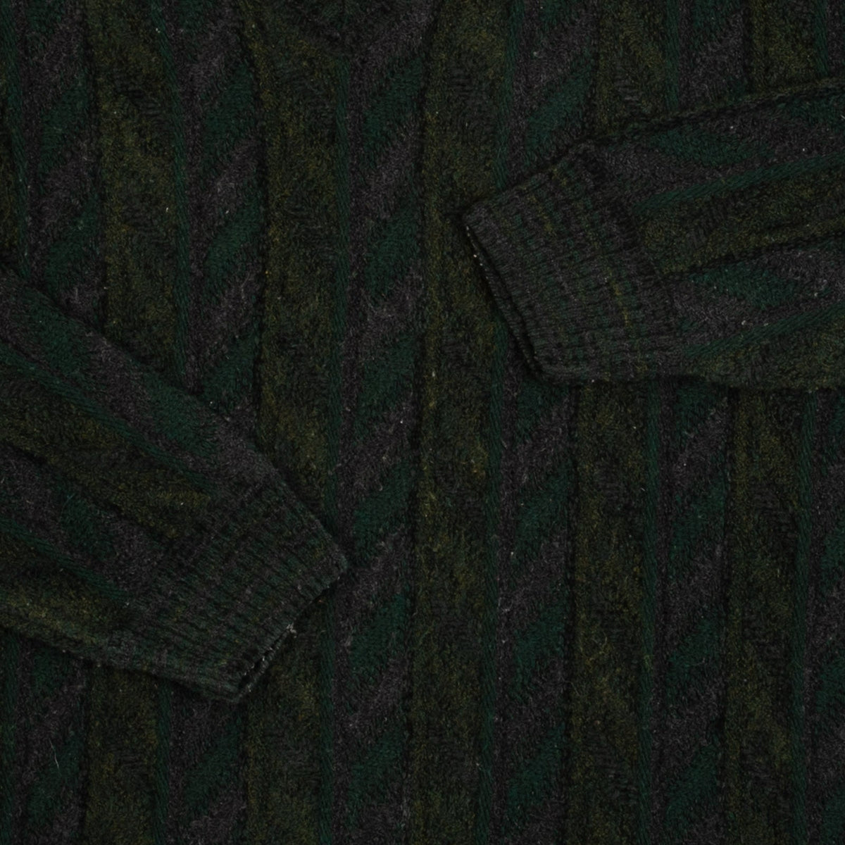 MEN'S VINTAGE 1990S STRUCTURED STRIPED V-NECK KNITTED JUMPER - LARGE