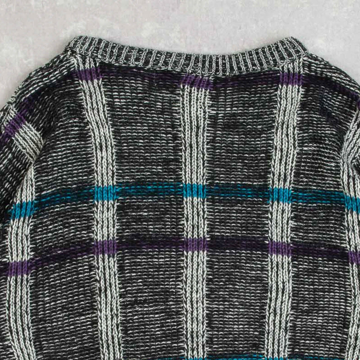 MEN'S VINTAGE 1990S STRUCTURED CHECKED KNITTED JUMPER - SMALL