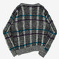 MEN'S VINTAGE 1990S STRUCTURED CHECKED KNITTED JUMPER - SMALL