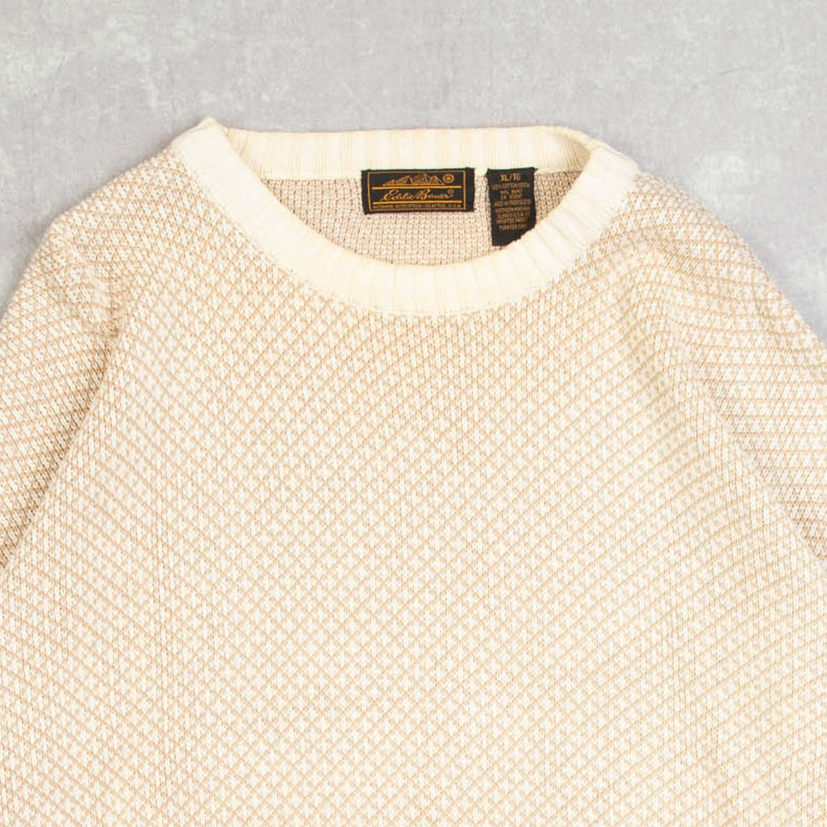 MEN'S VINTAGE 1990S EDDIE BAUER PATTERNED KNITTED JUMPER - X-LARGE