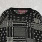 MEN'S VINTAGE 1990S PATTERNED KNITTED JUMPER - LARGE