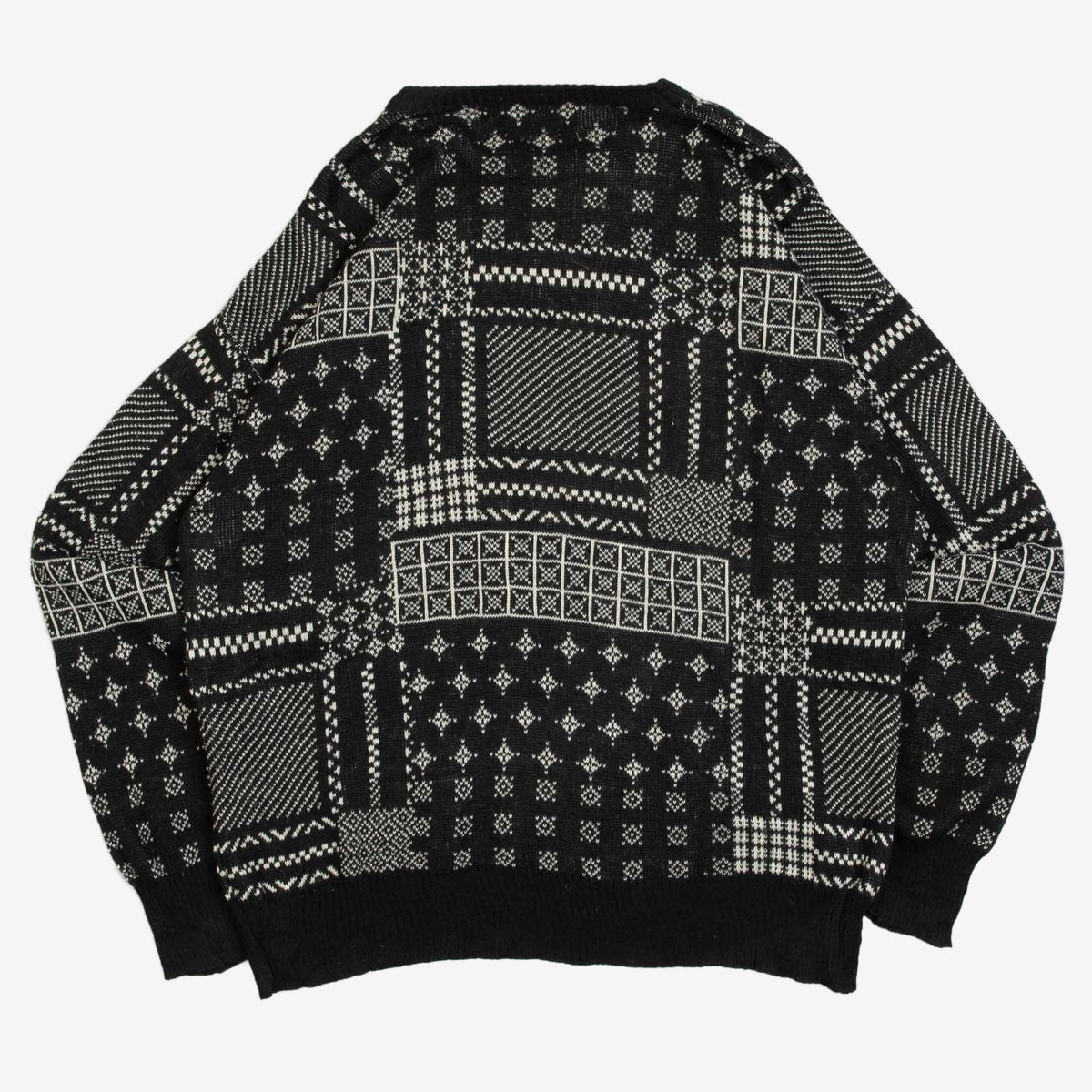 MEN'S VINTAGE 1990S PATTERNED KNITTED JUMPER - LARGE