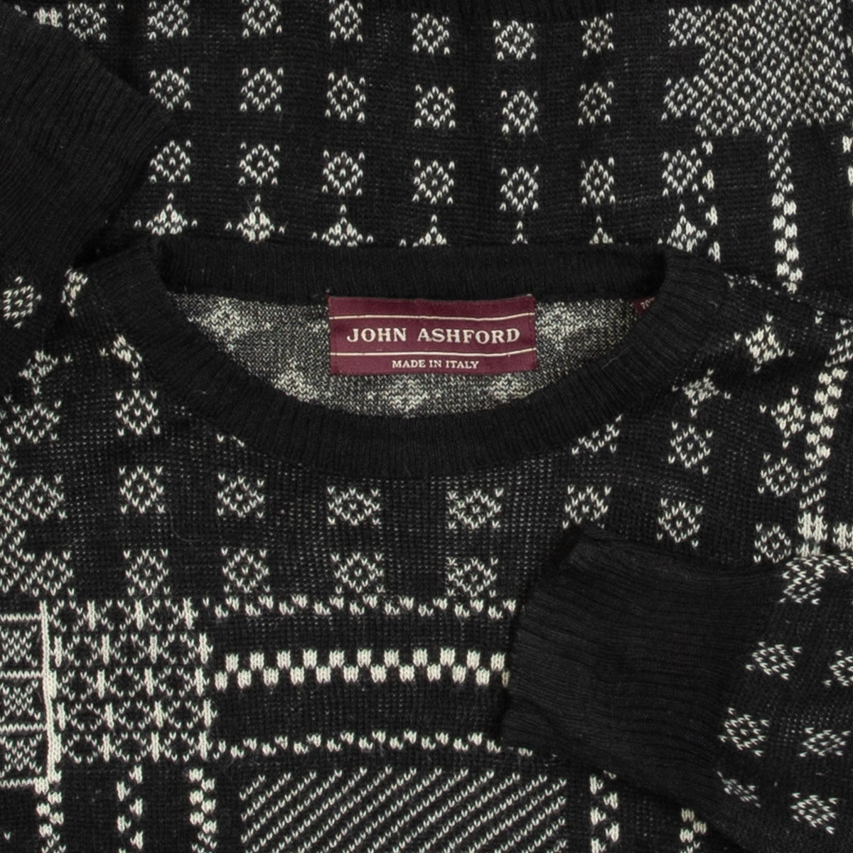 MEN'S VINTAGE 1990S PATTERNED KNITTED JUMPER - LARGE