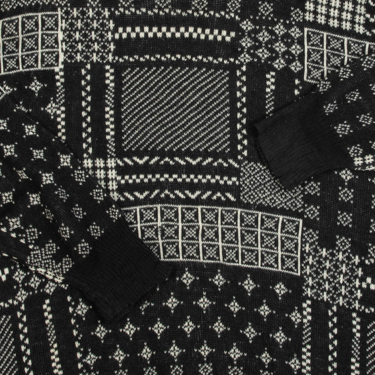 MEN'S VINTAGE 1990S PATTERNED KNITTED JUMPER - LARGE