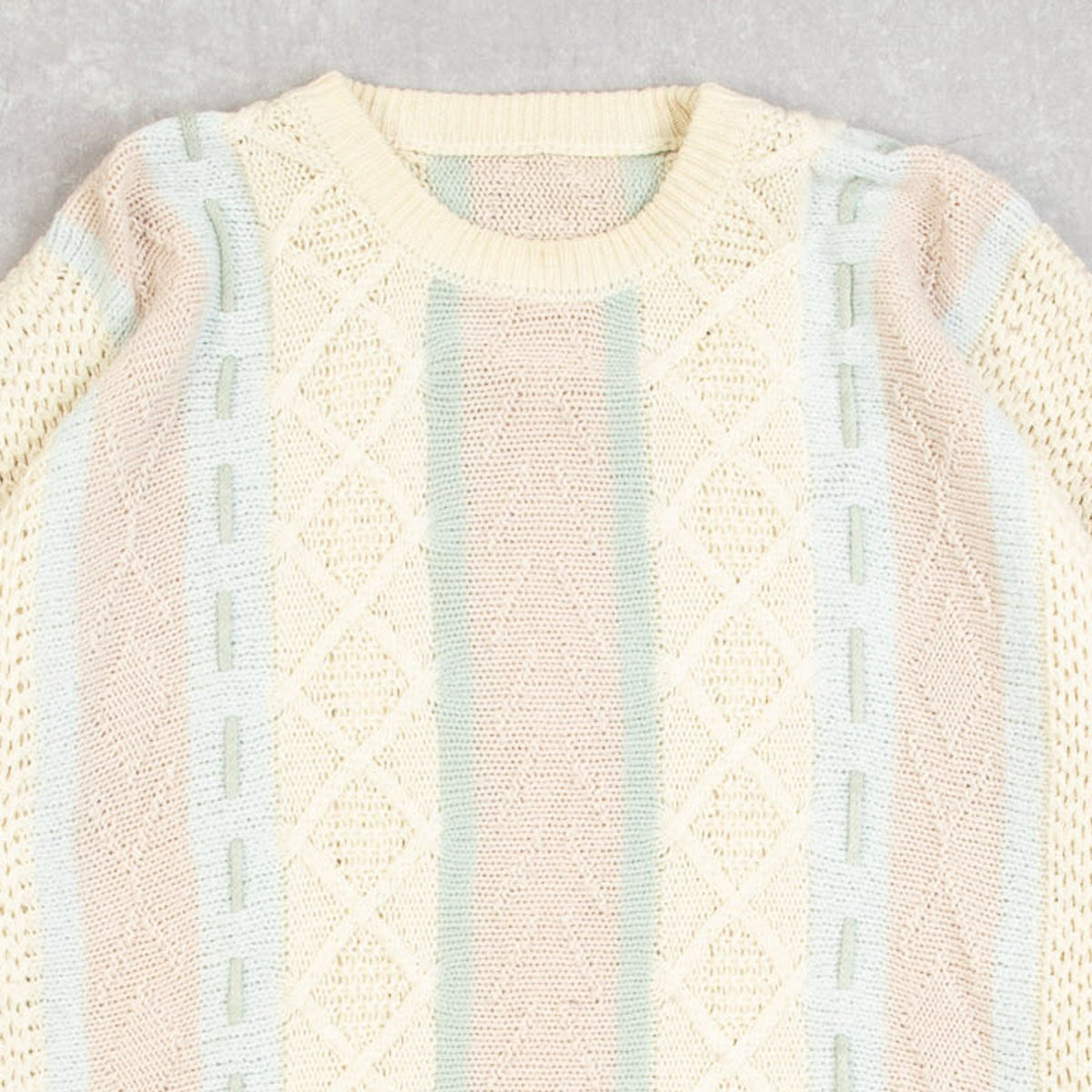 MEN'S VINTAGE 1990S STRUCTURED STRIPED KNITTED JUMPER - LARGE