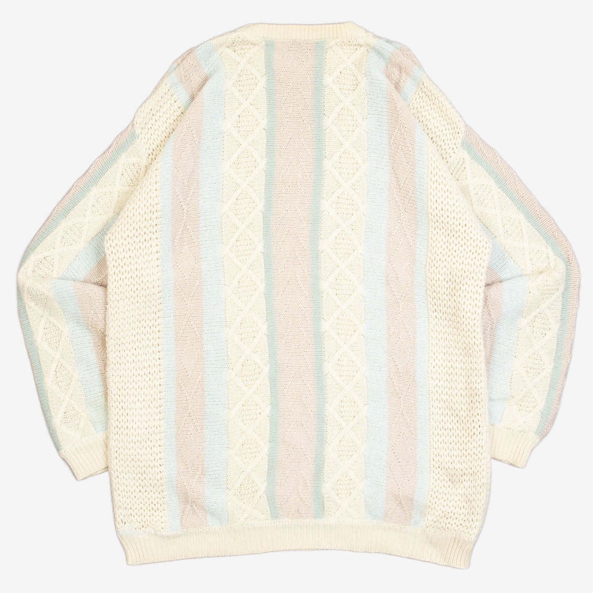MEN'S VINTAGE 1990S STRUCTURED STRIPED KNITTED JUMPER - LARGE