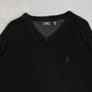 MEN'S VINTAGE 1990S IZOD V-NECK KNITTED JUMPER - XX-LARGE