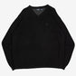 MEN'S VINTAGE 1990S IZOD V-NECK KNITTED JUMPER - XX-LARGE