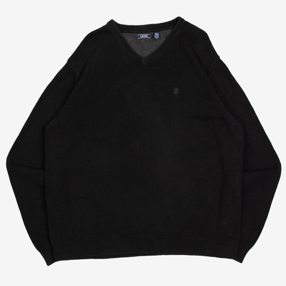 MEN'S VINTAGE 1990S IZOD V-NECK KNITTED JUMPER - XX-LARGE