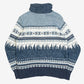 MEN'S VINTAGE 1990S FULL ZIP PATTERNED KNITTED JUMPER - SMALL