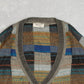 MEN'S VINTAGE 1980S PATCHWORK PATTERNED KNITTED CARDIGAN - X-LARGE