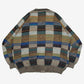 MEN'S VINTAGE 1980S PATCHWORK PATTERNED KNITTED CARDIGAN - X-LARGE