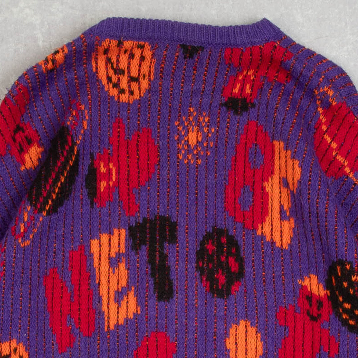 MEN'S VINTAGE 1980S BENETTON RIBBED PATTERNED KNITTED JUMPER - MEDIUM