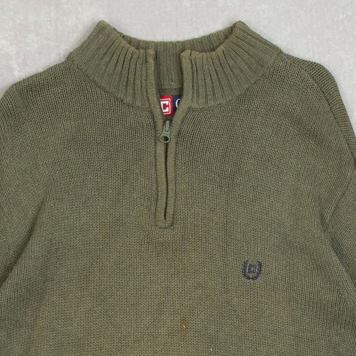 MEN'S VINTAGE 1990S CHAPS QUARTER ZIP KNITTED JUMPER - LARGE