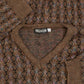 MEN'S VINTAGE 1990S PATTERNED V-NECK KNITTED JUMPER - XX-LARGE