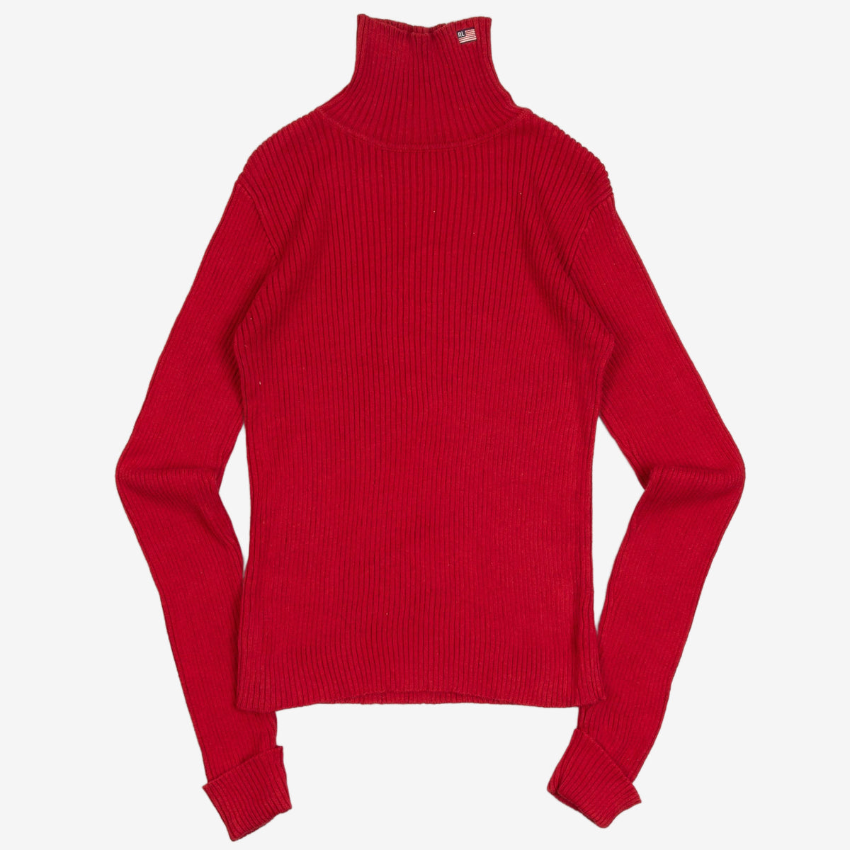 WOMEN'S VINTAGE 1990S RALPH LAUREN RIBBED TURTLE NECK KNITTED JUMPER - MEDIUM