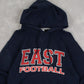 MEN'S VINTAGE RUSSELL ATHLETIC EAST FOOTBALL HOODED SWEATSHIRT - SMALL