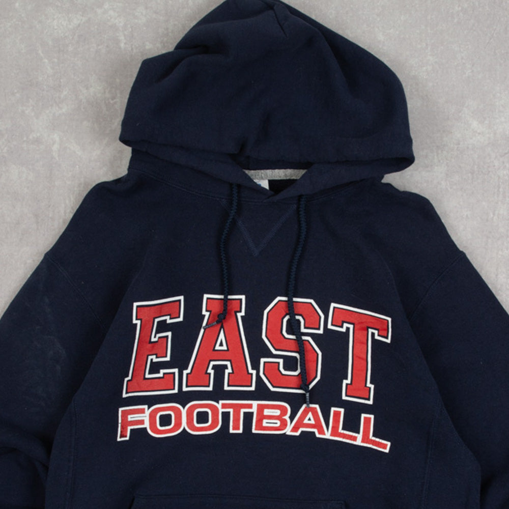 MEN'S VINTAGE RUSSELL ATHLETIC EAST FOOTBALL HOODED SWEATSHIRT - SMALL