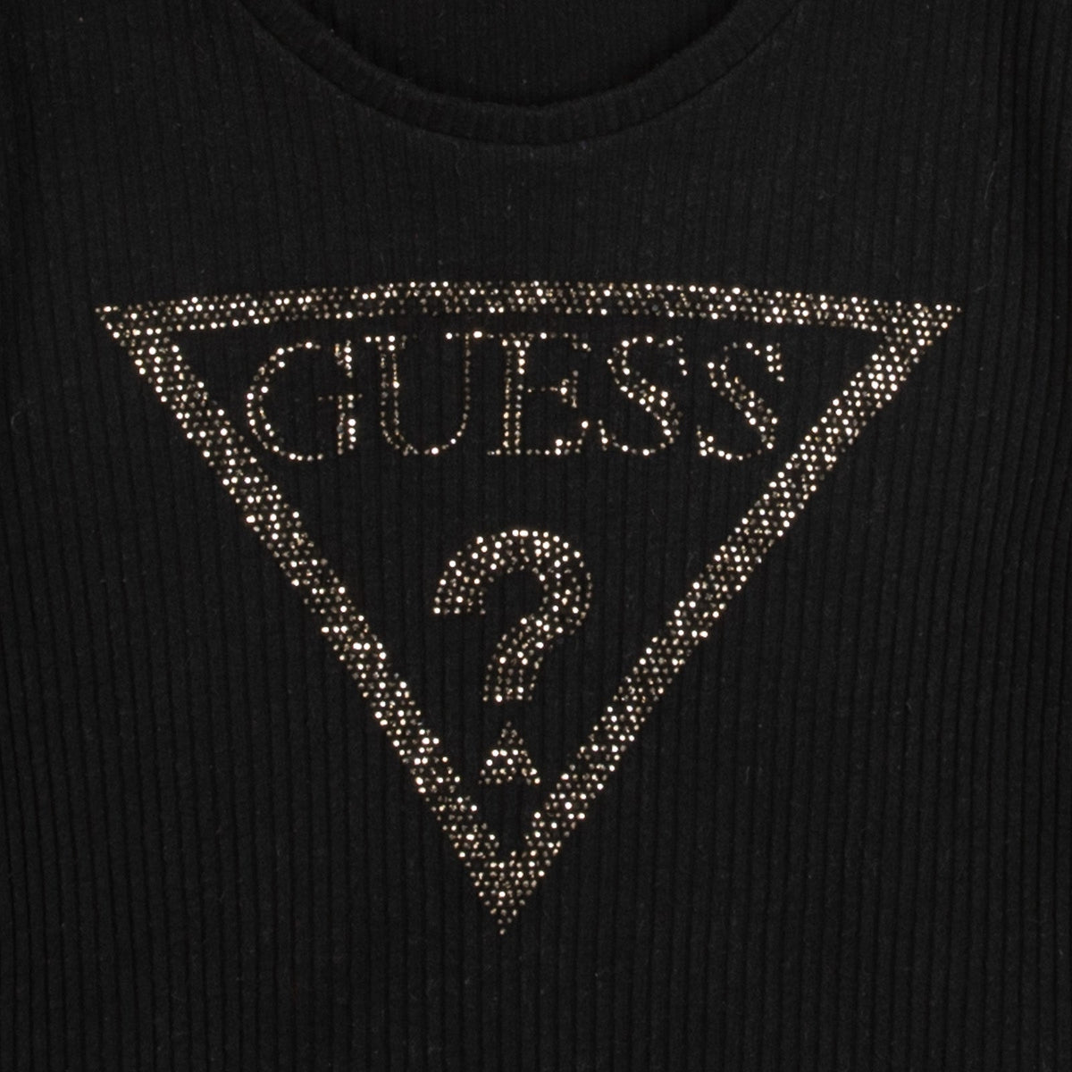 WOMEN'S VINTAGE 2000S GUESS DIAMANTÉ LOGO RIBBED KNITTED JUMPER - MEDIUM