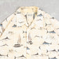 MEN'S VINTAGE 1990S FISHING PATTERNED SHORT SLEEVE SHIRT - LARGE
